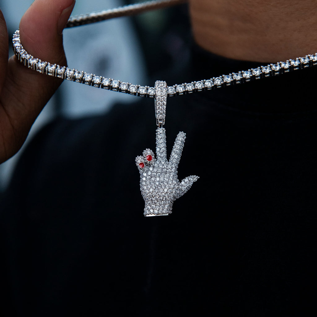 GLD X Ryan William's Peace Sign Pendant in White Gold